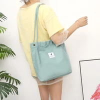 2021 casual canvas shoulder bag women large capacity cotton cloth tote bag eco foldable shopping bag book bags for girls purses