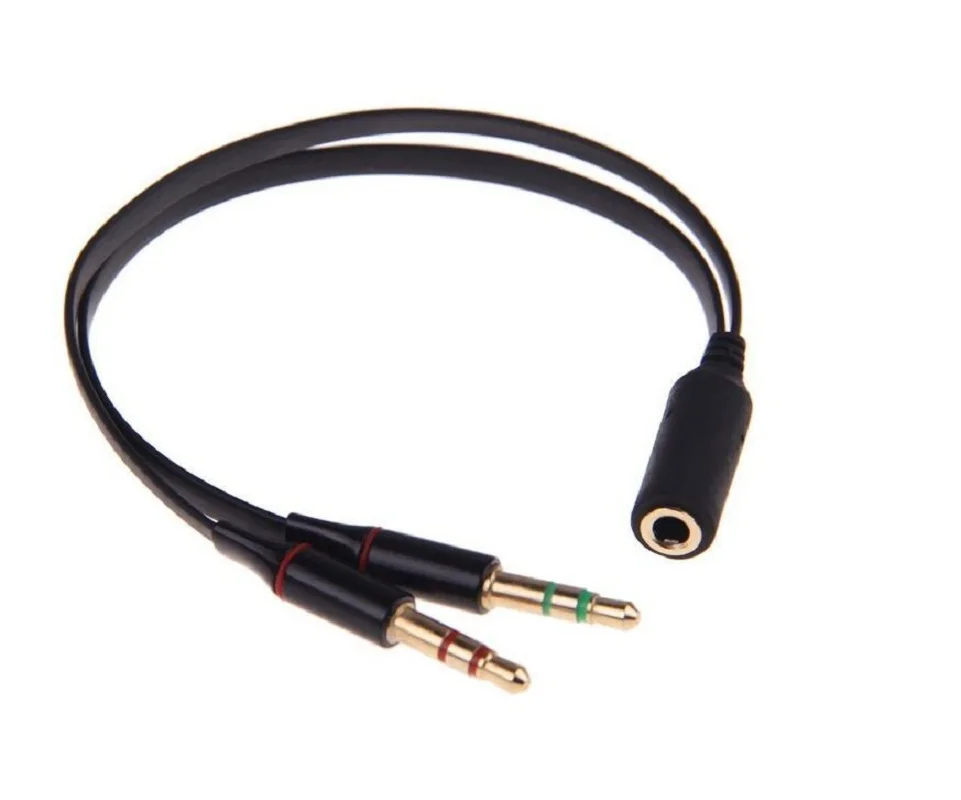 Позолоченный 3 5 мм стерео разъем на 2 штырьковый Y образный аудио плоский кабель