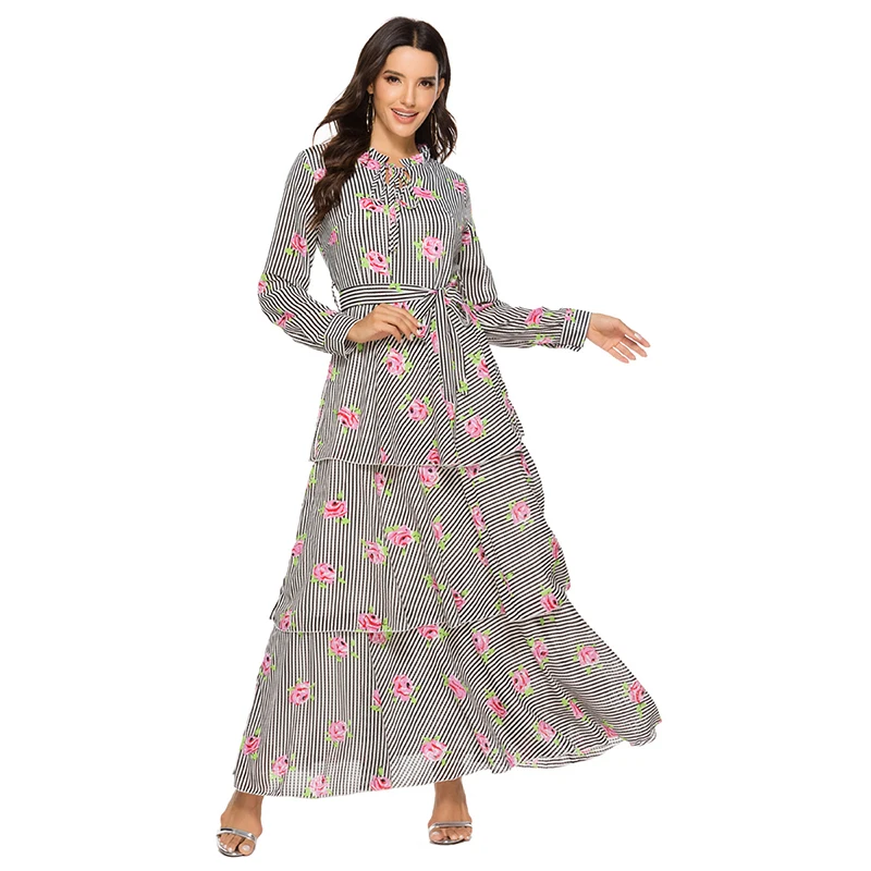 Элегантное мусульманское платье Дубай Турецкая абайя Индонезия модное с