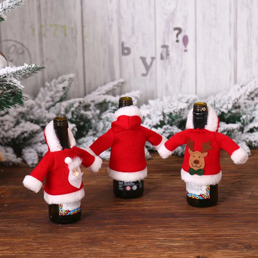 Рождественские украшения Рождественская Милая одежда шапка бутылка вина набор