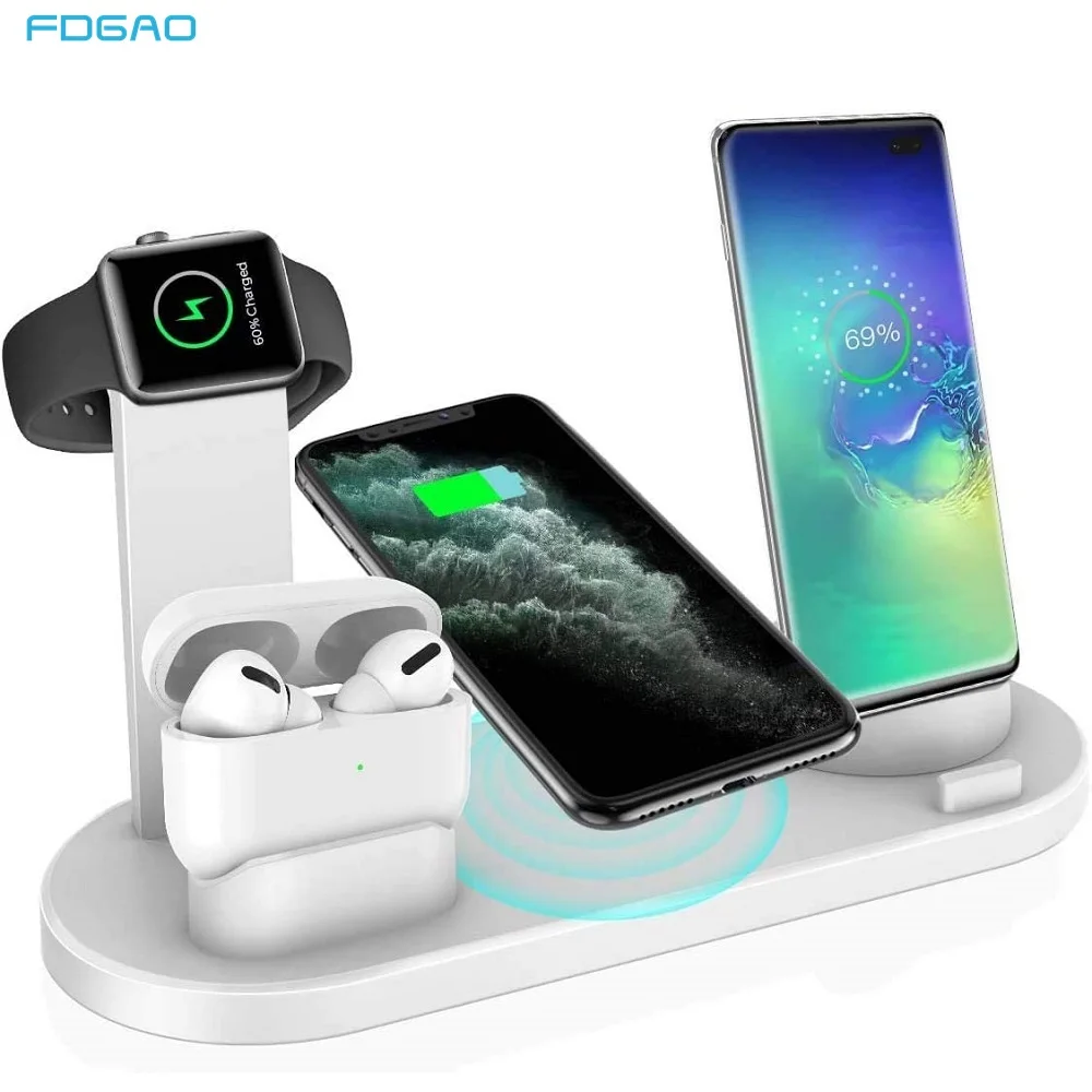 

10W Fast Wireless Charger Stand 4 in 1 Charging Dock Station for iPhone 14 13 12 11 XS XR X 8 Airpods Pro Apple Watch SE 7 6