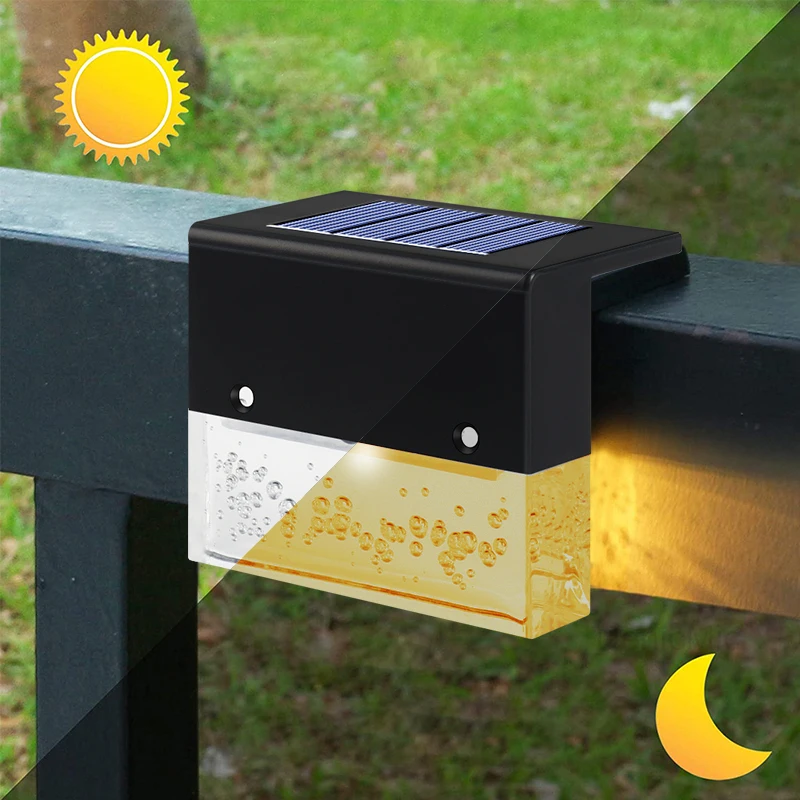 

4Pcs Solar Deck Lights LED Lamps For Outdoor Pathway Stairs Steps Fence Yard Low Power Consumption Landscape Stair Step Lighting