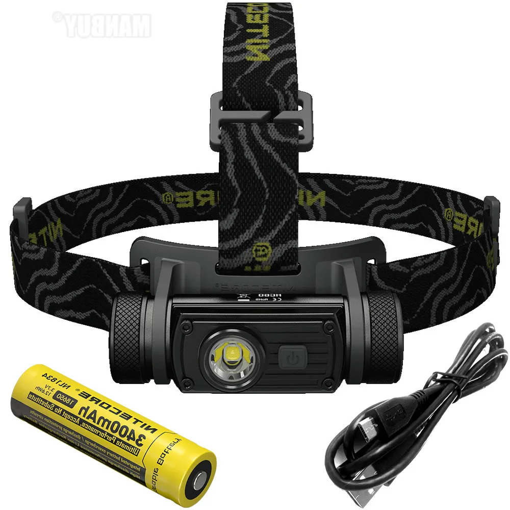Хит продаж налобный фонарь NITECORE HC60 HC60W CREE XML2 U2 1000LMs водонепроницаемый фонарик для