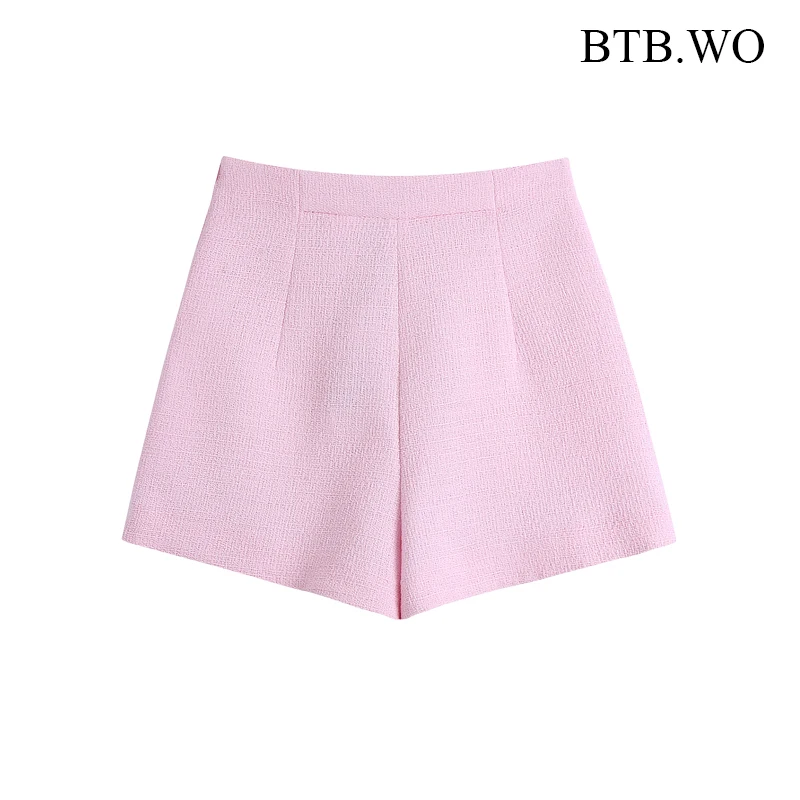 

BTB.WO Za Woman Two Pieces Sets Spring Jacket Vintage Chic Coat Blazer Long Sleeve 2021 High Waist Shorts 2 Pieces Set