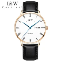 carnival brand automatic dress watch for men fashion waterproof luxury business calendar mechanical wristwatch mens reloj hombre