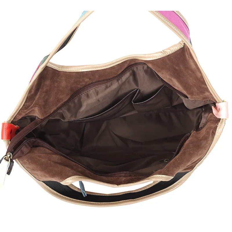 

Genuine Leather Colorful Patchwork Shoulder Bags Purses Crossbody Tote Bag Handbags Women Bags Designer