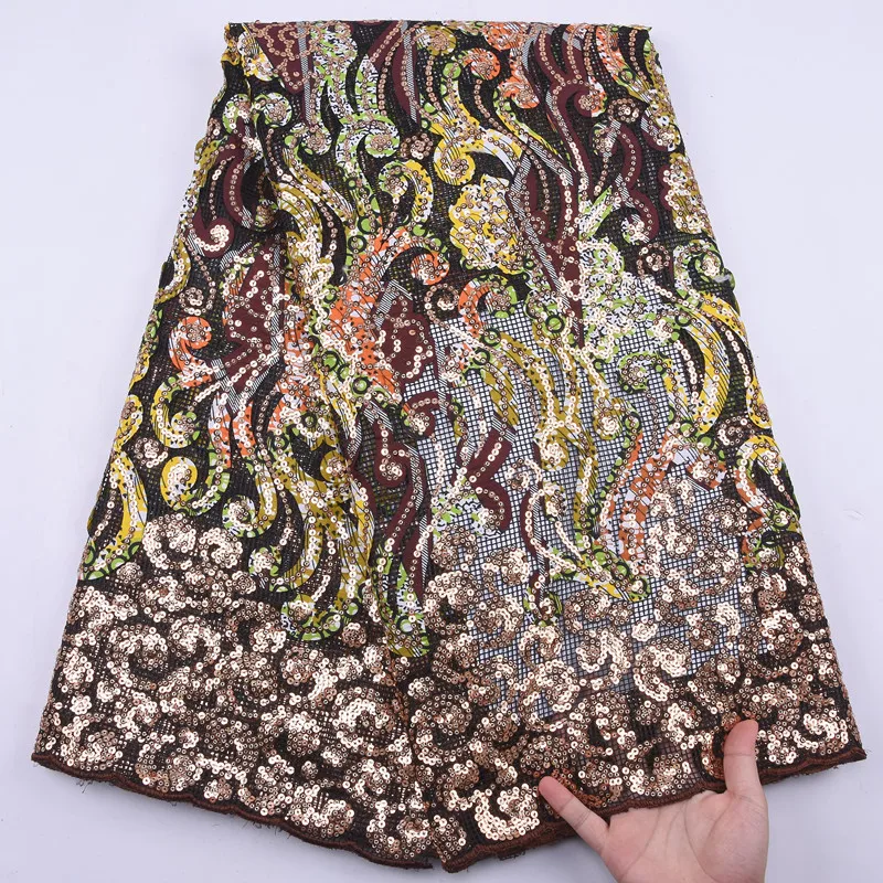 

SJD LACE New Arrival Sequin Wax Fabric High Quality African Lace Fabric Fabric Mesh Nigeria Fabric For Women Wedding Party A2177