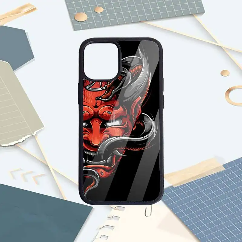 

Japanese samurai oni mask Phone Case PC for iPhone 11 12 pro XS MAX 8 7 6 6S Plus X 5S SE 2020 XR Luxury brand shell funda