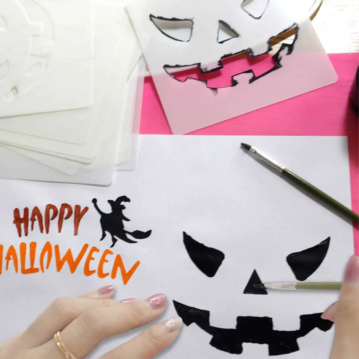 Детские игрушки для рисования на Хэллоуин строительные шаблоны 27 шт. тыква лица