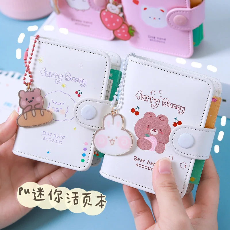 

Korean Cute Cartoon Pocket Mini Diary Notebook Small Binder Notebook Journal Notepad Kawaii Loose-leaf 3 Holes School Stationery