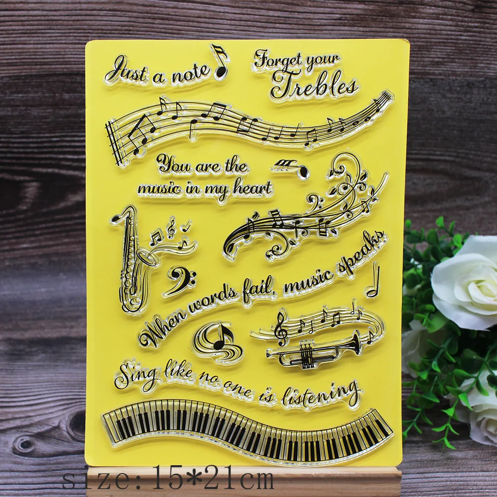 Музыкальный пианино силиконовый прозрачный Штамп для DIY скрапбукинга бумажная