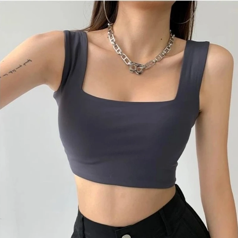 Майки женские Универсальные однотонные облегающие пикантная уличная одежда с