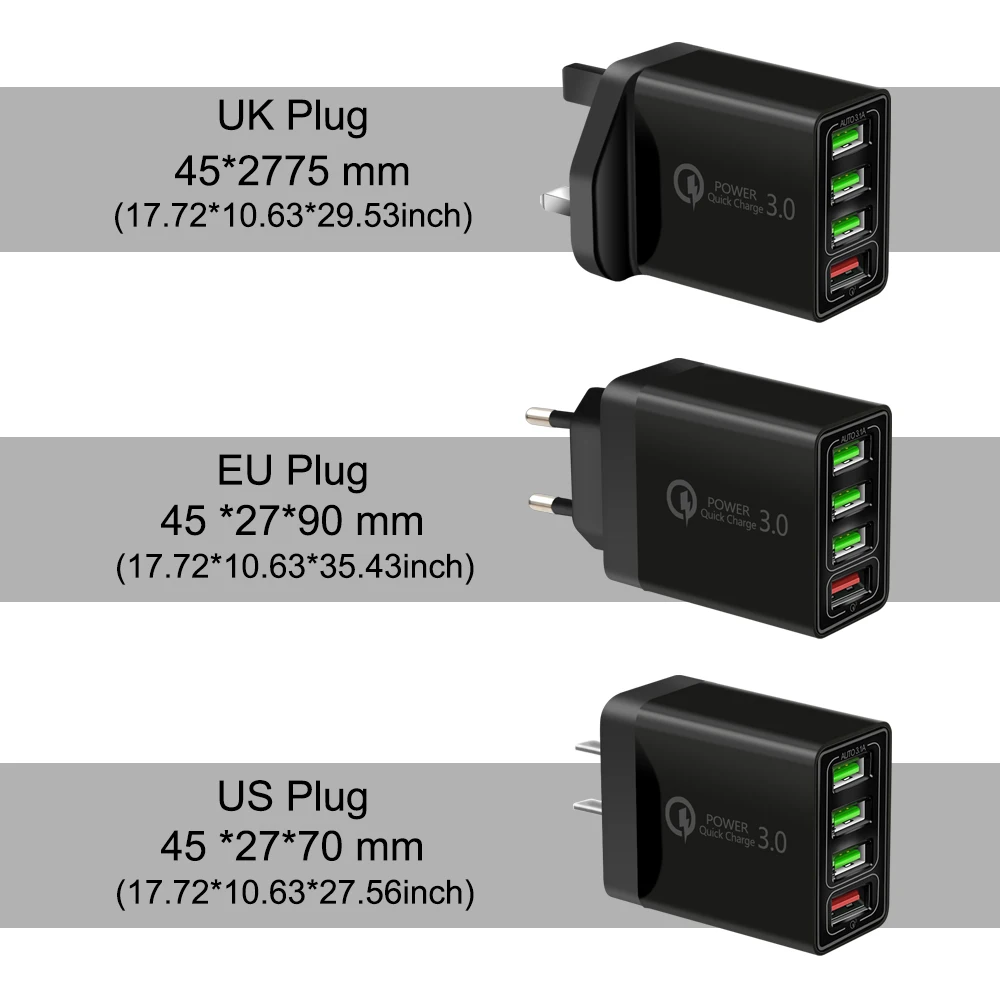 1 шт. 4 Мульти-порт QC 3 0 кабель для быстрой зарядки с USB концентратор настенное
