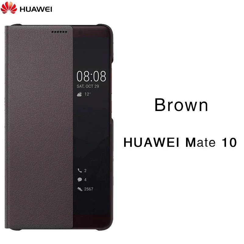 Mate 10 Brown Официальное для Huawei Mate 10 чехол Умная спальная кобура для Huawei MATE10 pro Флип чехол Прозрачное окно Телефонная кобура Дайте кабель для зарядки / MATE10 чехол / MATE 10 Pro чехол / mate 10pro чехол - Цвет: Mate 10 Brown