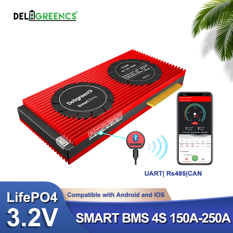 4S 12V BMS Smart 150A 200A 250A UART 485 Bluetooth управление для LiFePO4 батареи RV Power storage с