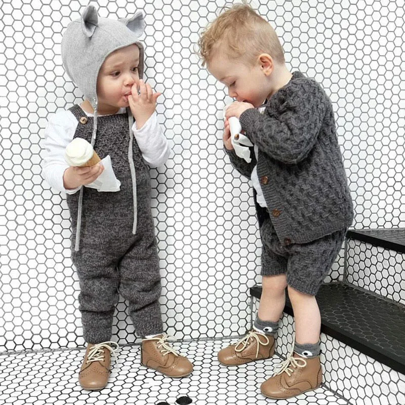 Свитер для маленьких девочек и мальчиков комплекты одежды 2020 весенний вязаный