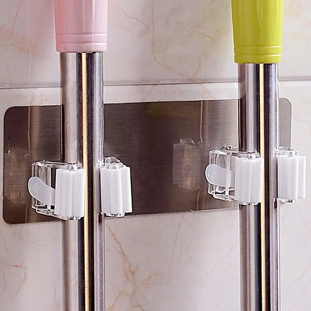 Настенный органайзер для швабры держатель вешалка щетки метлы стеллаж хранения