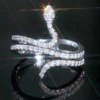 i fdlk women fashion creative crystal silver color glitter rhinestone serpentine ring ladies gift party jewelry