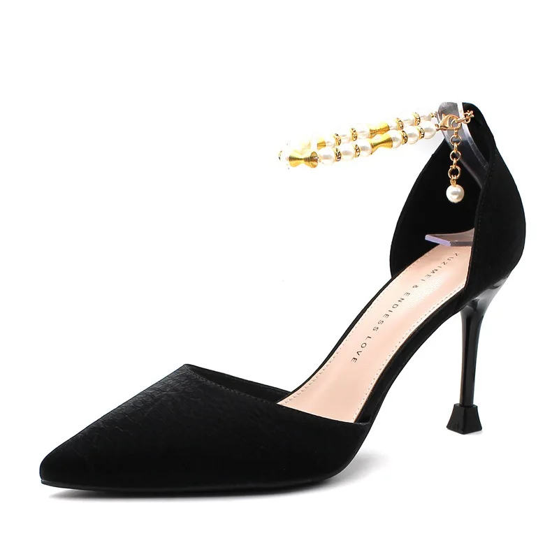 

Ankle-Strap High Heel Closed Toe Sandals Women's Summer Hollow Stiletto Heel Pointed Toe 2021 New High Heels High-Grade Noble