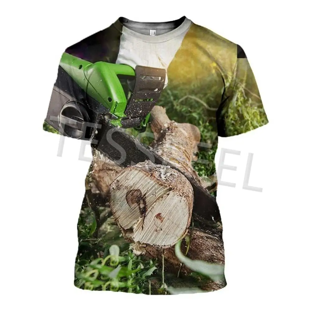 

Tessffel 3D Printed Chainsaw Lumberjack Forest Worker Summer Short Sleeve T-shirt For Men and Women Harajuku Clothing No.8