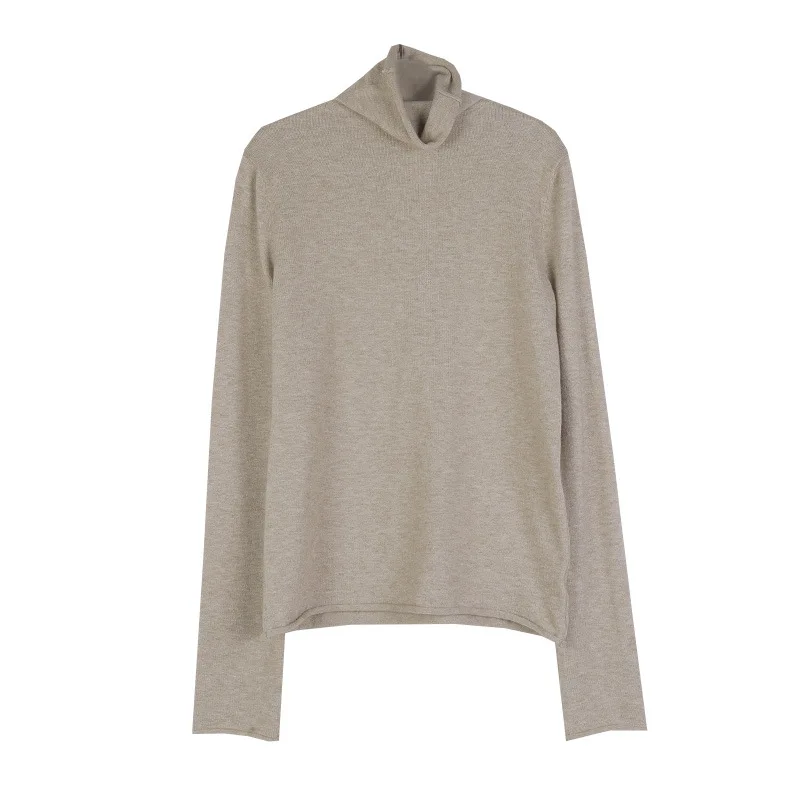 Свитер с воротником-хомутом Женские базовые тонкие вязаные свитера пуловер