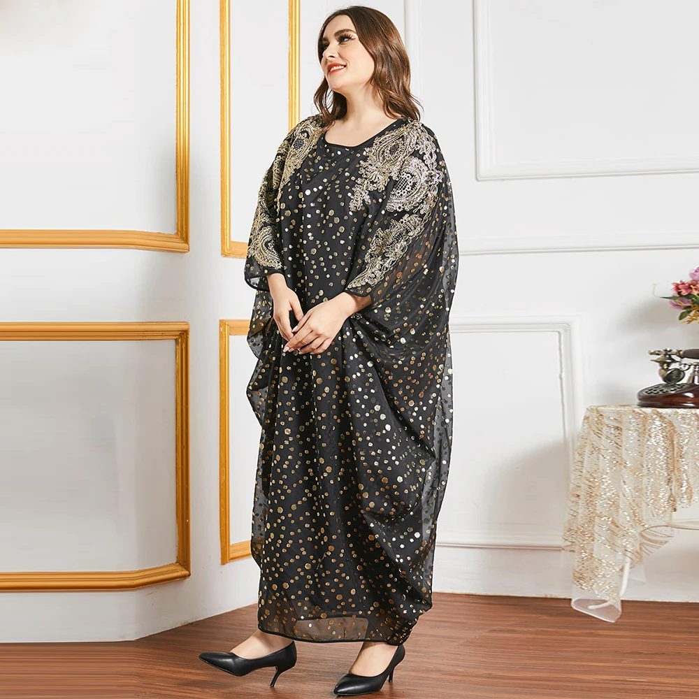 Рамадан скромный халат Дубай яркое платье элегантный рукав летучая мышь