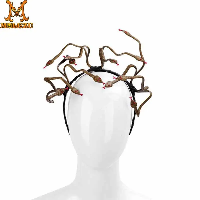 

Головной убор Medusa Snake повязка на глаза для косплея, 2020, реквизит для украшения вечеринки, Molezu, для Хэллоуина, карнавала, сцены