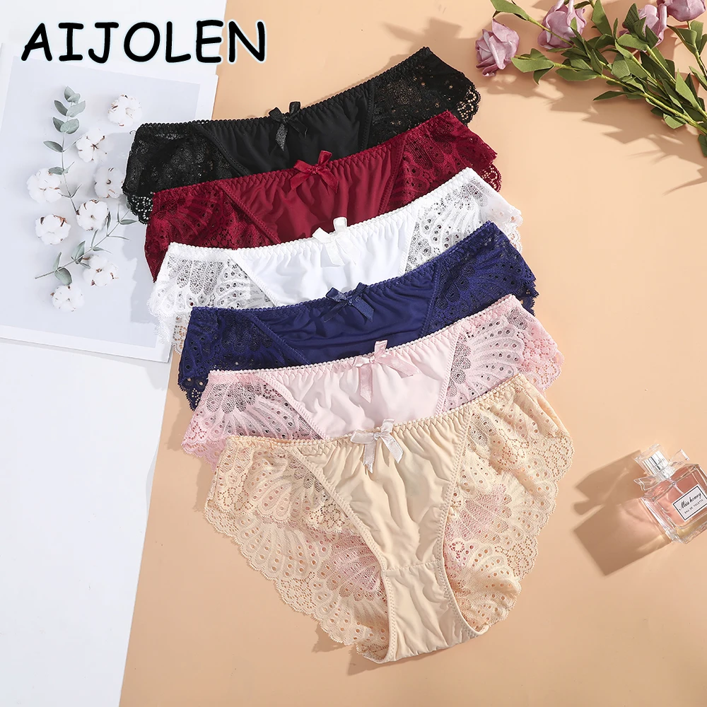 Ажурные трусики AIJOLEN с заниженной талией однотонное женское нижнее белье