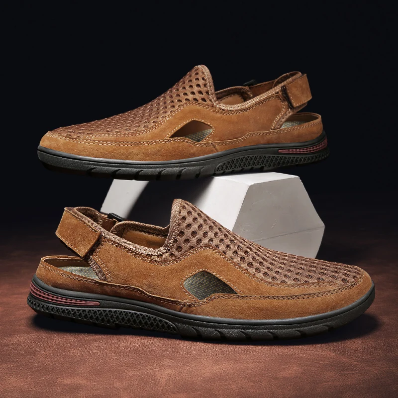 Genuine Leather Hiking Trekking Shoes Sneakers Men Non Slip Water Aqua Beach Outdoor Climbing Tactical Shoes Zapatillas Hombre