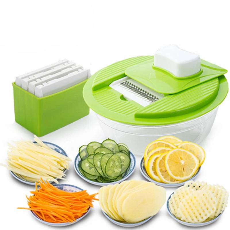 Quality Vegetable Slicer Dicer Fruit Cutter with Interchangeable Stainless Steel Blades Potato Tool | Дом и сад