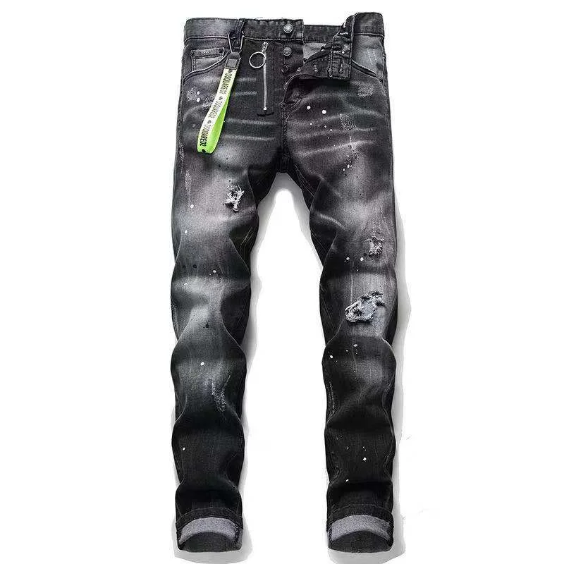

European and American street new style DSQUARED2 men's Italian jeans top luxury jeans men's slim trousers ripped pants men's D2