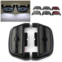 motorcycle passenger footboard floorboard cover with light for harley touring road king for dyna 2006 up fl softail 1986 up