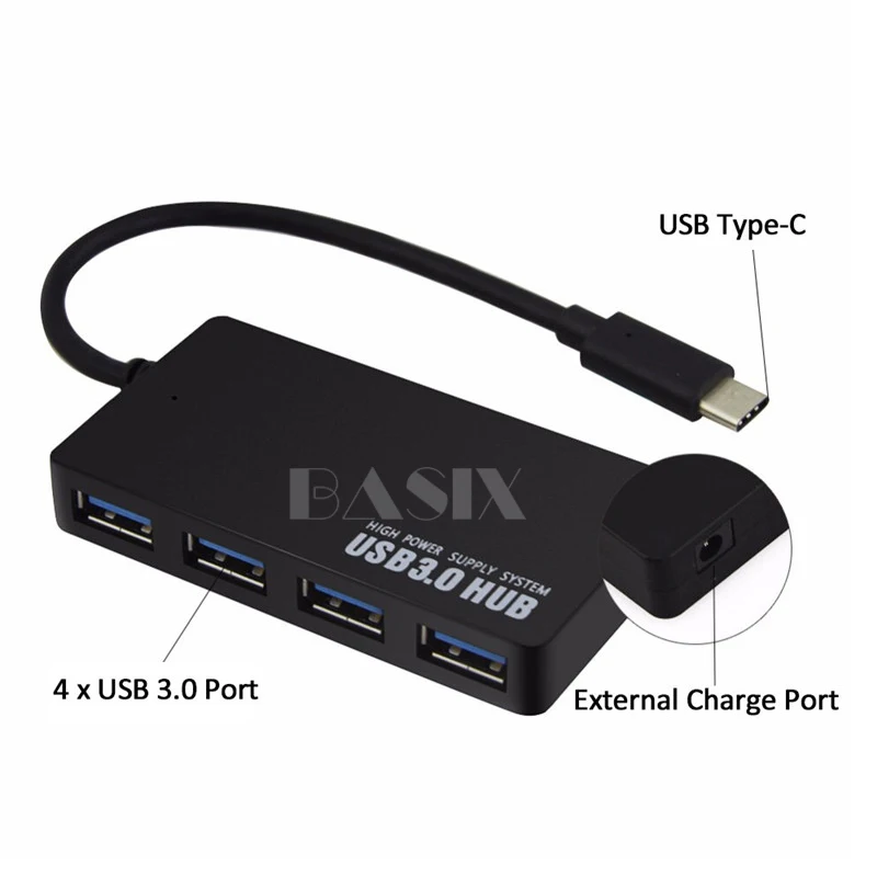 BKSCY Тип C концентратор для USB 3 0 4 порта type адаптер 5 в порт питания MacBook samsung S8/S9 huawei P20
