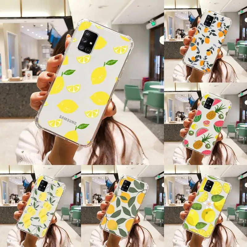 

lemon Phone Case Transparent For Samsung A51 A50 A71 A70 A81 M60S Note S21 S 20 10 9 8 11 E Plus Ultra