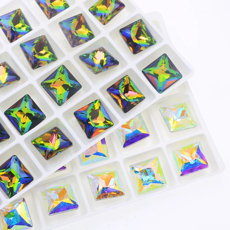 Стразы для дизайна ногтей разных цветов квадратные кристаллы стразы блестки 3D