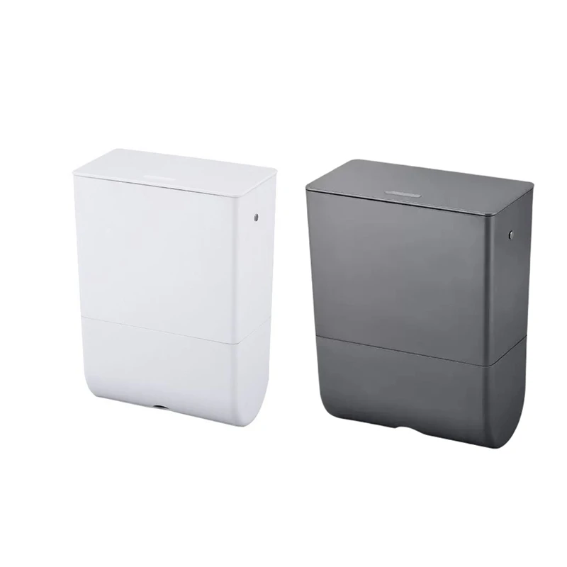 

Wall Mounted Trash Can with Tissue Box for Kitchen Household Cabinet Door Waste Bin with Lid Kitchen Garbage Bin
