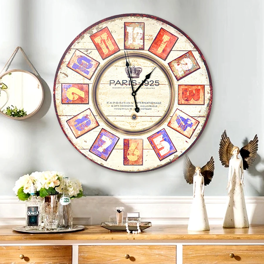 Большие креативные настенные часы современный дизайн винтажные цифровые для