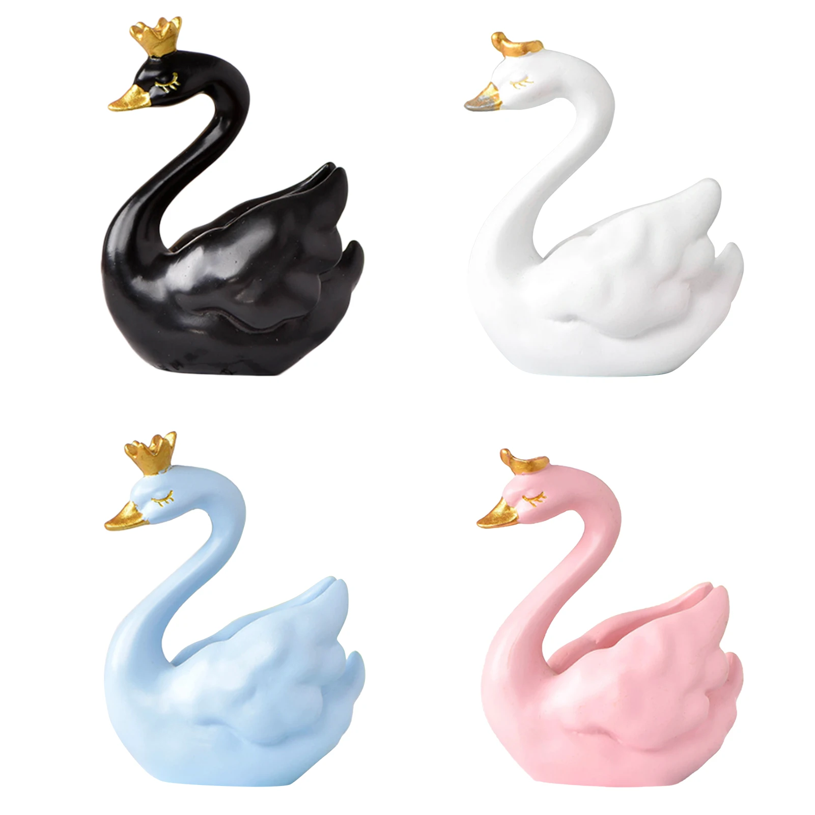 

4-color Swan Decoration Swan Cake Decorations Desktop Resin Animal Ornament Birthday, Wedding, Engagement, Dance Decorations