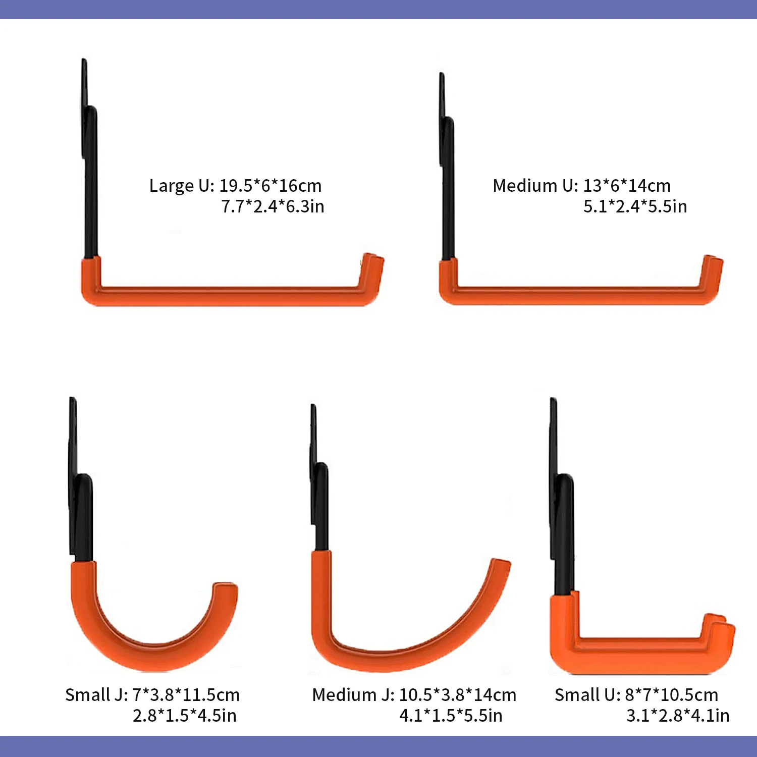 

8-Pack Steel Garage Organize Hook Warehouse Hooks Storage Double Hooks Orange Heavy Garage Organizer for Ladders Bikes Ropes