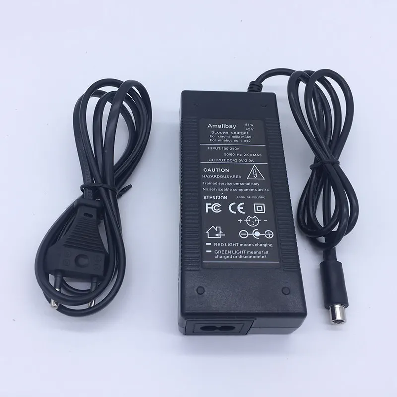 EU plug 42В 2A зарядное устройство для электрических скутеров адаптер для самокат Xiaomi Mijia M365 Ninebot ES1 ES2 ES4 скутер Запчасти удар зарядное устройство для скутеров - Цвет: EU plug