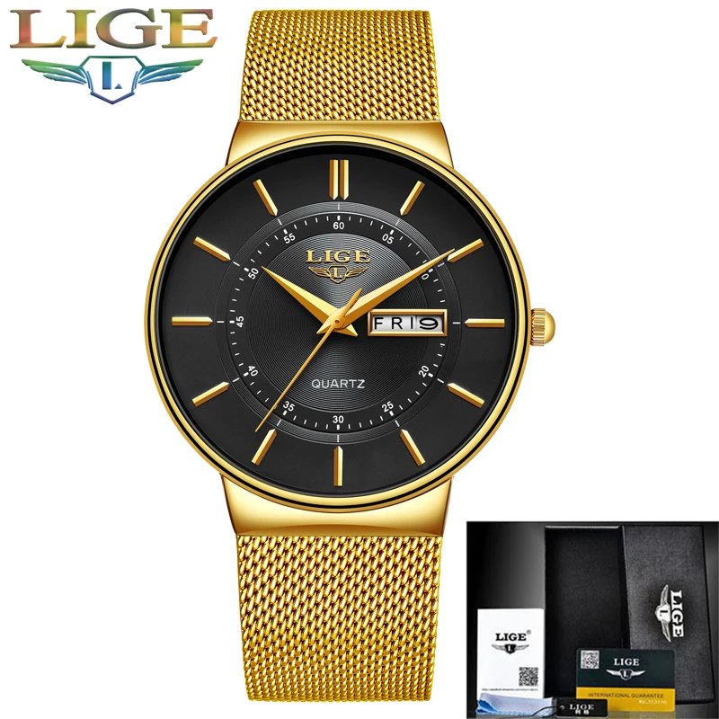 

Relogio Masculino 2020 New Mens Watches Top Brand Luxury Ultra Thin Quartz Watch Men Steel Mesh Strap Waterproof Gold Watch