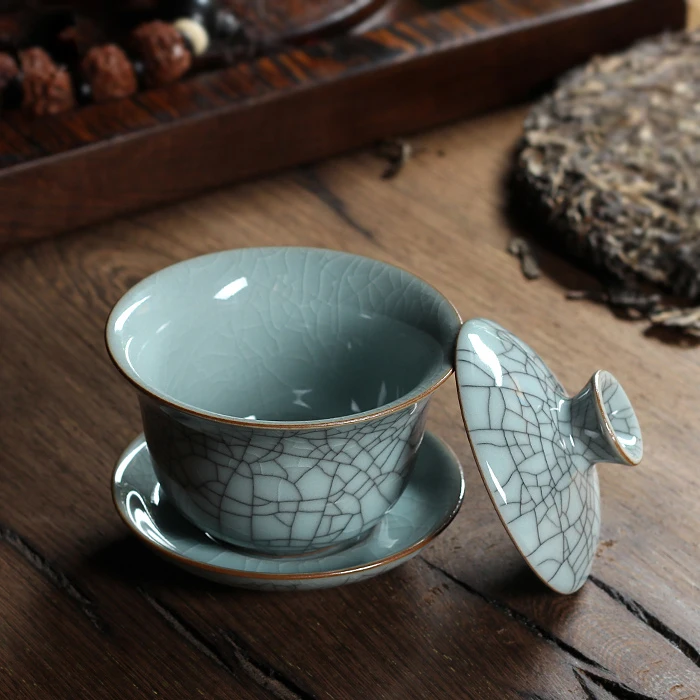 [GRANDNESS] Китайские Ge печи Longquan Celadon фарфоровые Gaiwan КИТАЙСКИЕ чашки и чаша для чая