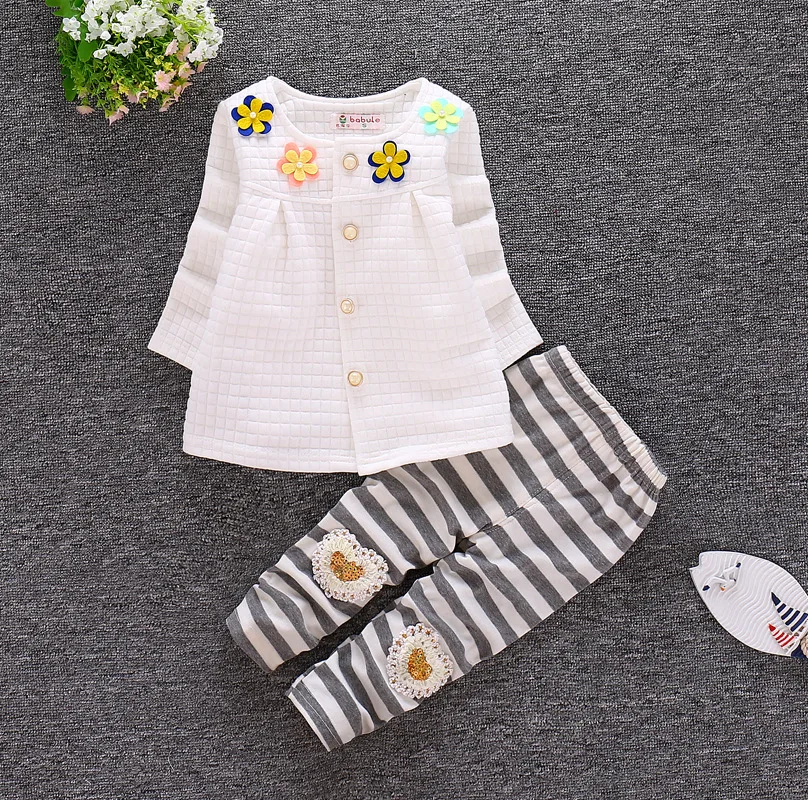 Демисезонная детская модная одежда полосатая куртка для маленьких девочек штаны