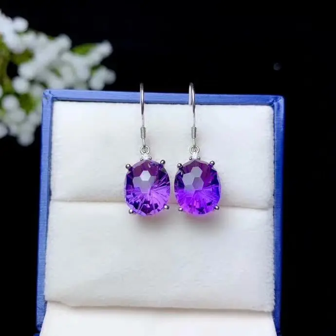 

SHILOVEM 925 STERLING SILVER PIEZOELECTRIC CITRINE AMETHYST DROP EARRINGS FINE JEWELRY WOMEN WEDDING 10*12MM BE1012993AGJAGZ