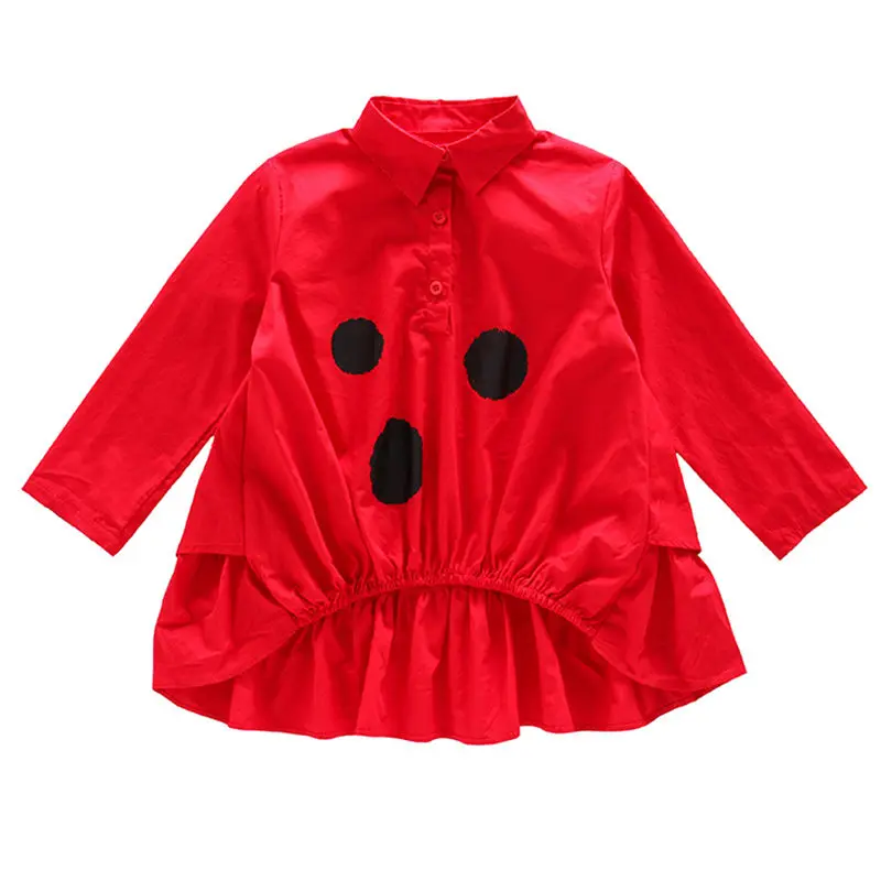 Детская одежда для подростков черные рубашки в горошек девочек детские топы