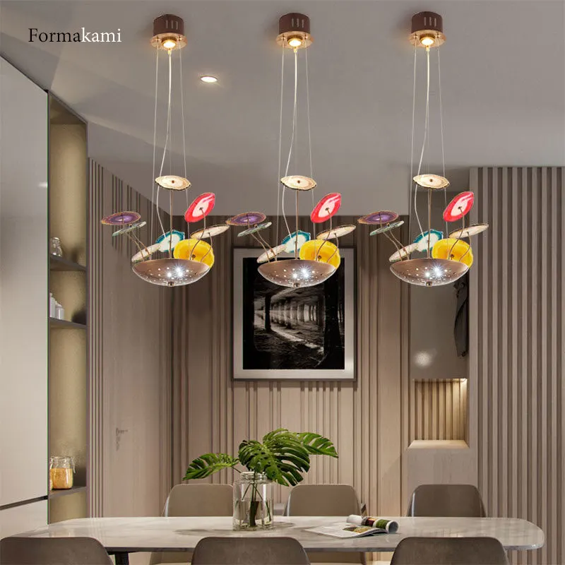 Современный Агат Ретро светодиодный подвесной светильник Гостиная Золотая