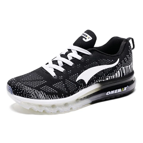 Black White-lovers ONEMIX Hot Sale Men Road Running Shoes Breathable Runner Athletic Sneakers Women Air Cushion Running Shoes Outdoor Walking Shoes - Color: Black White-lovers