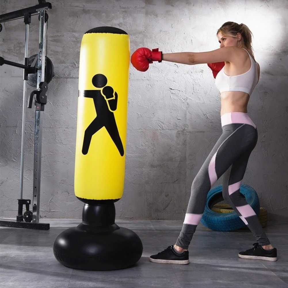 

1.6m Adult Inflatable Boxing Bag PVC Thickening Vertical Boxing Pillar Tumbler Fight Column Punching Bag Fitness Tool Air Pump