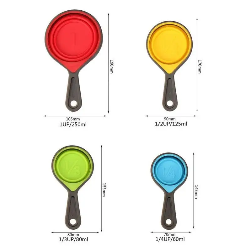 

Collapsible Silicone Measuring Cups Food Grade Colorful Measuring For Kitchen Baking Spoons Set Cooking M5R1