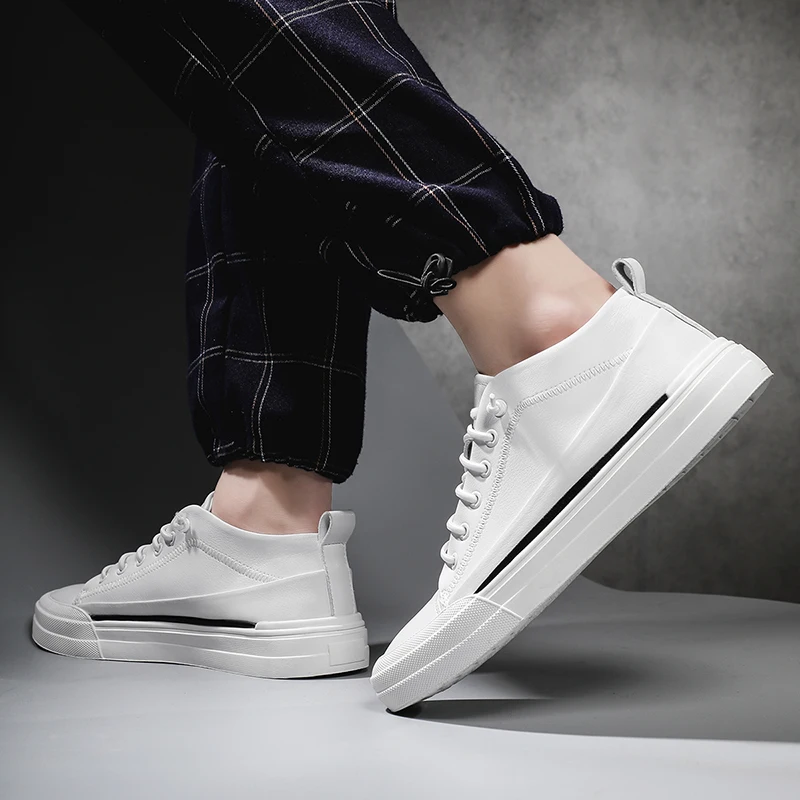 Fashion Brand Men Casual Shoesb Leather Shoes slip on Flats Breathable Soft black White Sneakers Loafers | Обувь